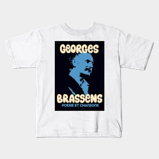 Georges Brassens Tribute Design - Poesie et Chansons Kids T-Shirt